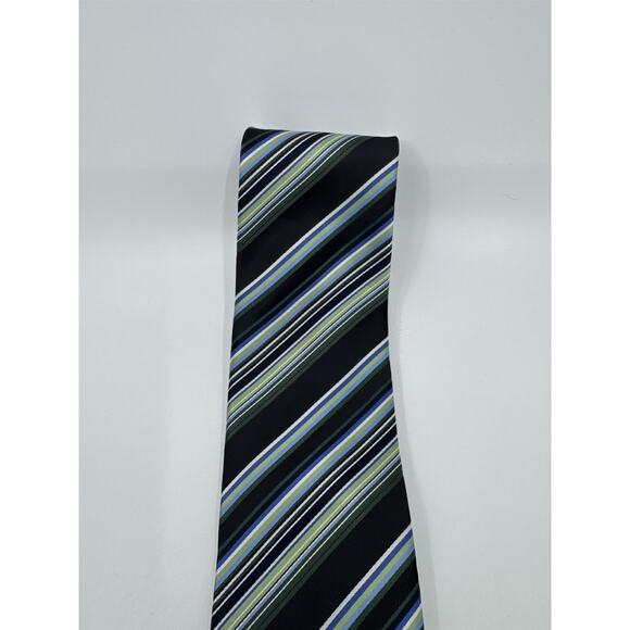 Alexander Julian Colours Black, Blue And Green Striped Men's Neck Tie - Picture 4 of 12